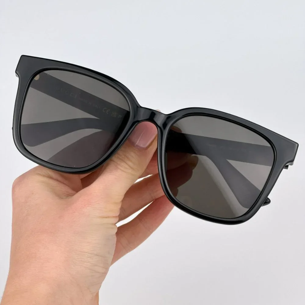 Gucci GG1346SK 002 BRAND NEW Sunglasses Black Brown Polarized Square Unisex
